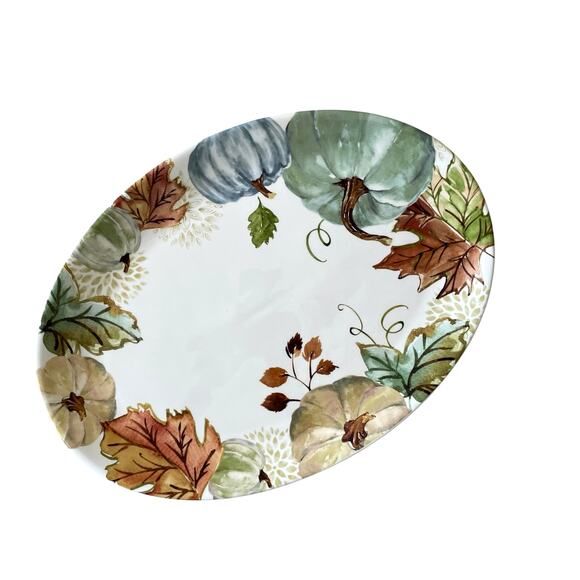 Potter's Studio Pumpkin Serving Platter 16x11 Ceramic Fall Thanksgiving NEW - Picture 2 of 15
